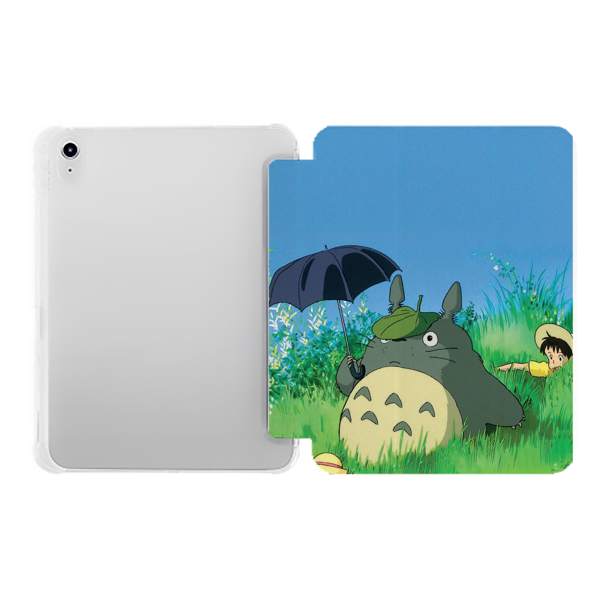 （画像用） となりのトトロ 草壁メイ 草壁サツキ My Neighbor Totoro Satsuki Kusakabe Mei Kusakabe IPad ケース ペン収納付き 三つ折りスタンド PUレザー×シリコン 対応機種9.5/10.5/10.9インチ